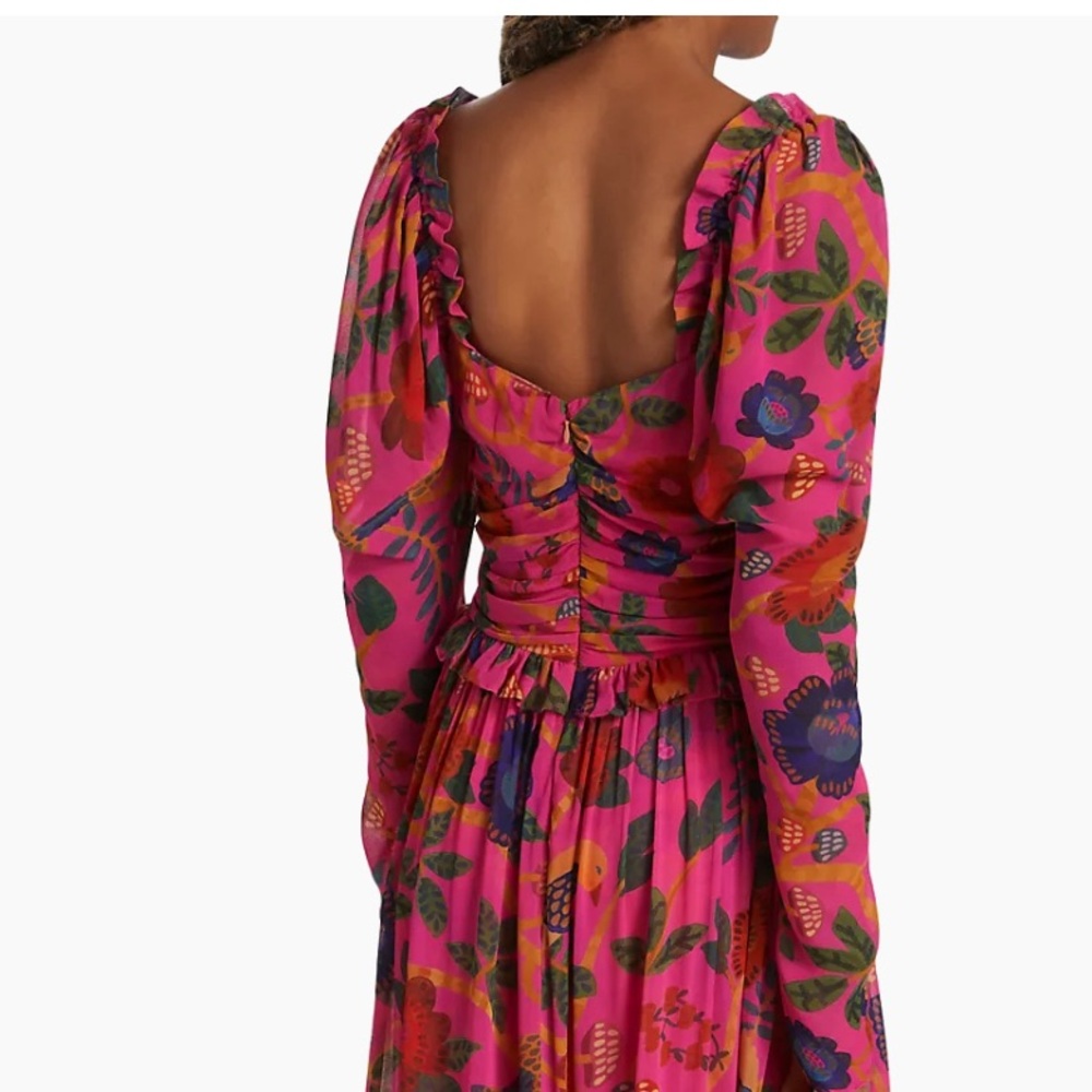 NWT Farm Rio Farm Rio's Sweet Forest  pink tier halter mushroom maxi dress - Picture 5 of 17